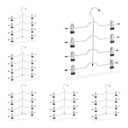 Cintres multiples à clips lot de 6 pantalons jupes gain de place cintre métal antidérapant argenté