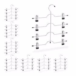Cintres multiples à clips lot de 8 pantalons jupes gain de place cintre métal antidérapant argenté