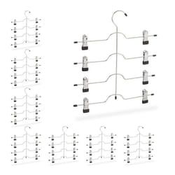 Cintres multiples à clips lot de 8 pantalons jupes gain de place cintre métal antidérapant argenté