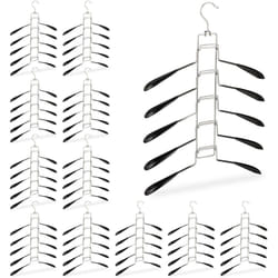 Relaxdays - Cintre multiples, lot de 12, cintre multifonction, gain place, robe chemise, 5 support amovible antidérapant, noir