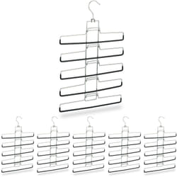 Relaxdays - Cintre multiples, lot de 6, multifonctions, gain place, pantalons jupes support amovible, 52x33,5x2 cm, argent