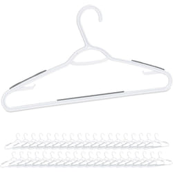Cintre en plastique, bandes antidérapantes, set de 40, encoche, traverse, porte-cravate, blanc