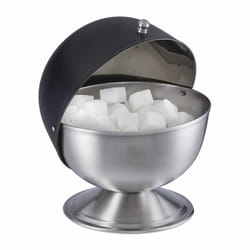 Relaxdays - Sucrier, acier inoxydable, boîte à sucre en morceaux avec couvercle, bonbons, HxD : 15,5 x 14 cm, noir/argenté