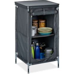 Armoire de camping, 2 étagères, hlp 87 x 47,5 x 47,5 cm, espace de rangement, tente, meuble, accessoire, gris - Relaxdays