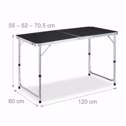 Relaxdays Table camping, pliable, 120 chaises, réglable en hauteur, 120x60 cm,alu, MDF,gris/argent - Vue supplémentaire 4