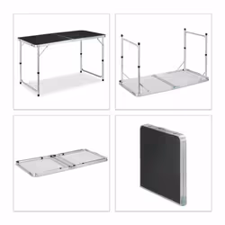 Relaxdays Table camping, pliable, 120 chaises, réglable en hauteur, 120x60 cm,alu, MDF,gris/argent - Vue supplémentaire 6