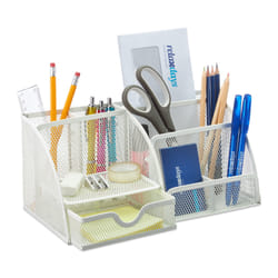 Relaxdays 10032560 bac de rangement de bureau Mesh, Acier Blanc