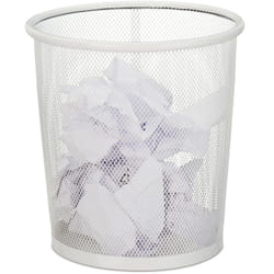 Relaxdays - Corbeille papier Pour bureau et chambre ado, ouverte,ronde, fil de fer, poubelle , en métal, HxD 24 x 23,blanc
