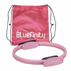 Bluefinity Anneau pilates avec exercices double poignée rembourré cercle yoga fibre de verre Ø 37 cm sport rose