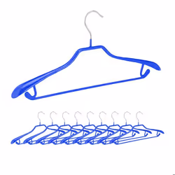 Relaxdays Cintres antidérapants pour costumes lot de 10 support d’épaules large traverse pantalon crochets bleu