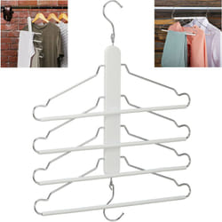 Relaxdays - Cintre multiple, 4 x avec traverse pour pantalon, bois, métal, porte-chemises, peu encombrant, armoire, blanc