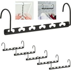 Relaxdays - Cintre magique, lot de 6, horizontal, vertical, pour un gain de place, 26 cm, organisateur en métal, noir