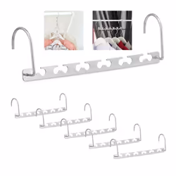 Relaxdays Cintre magique lot de 6 horizontal & vertical pour un gain de place 26 cm organisateur en métal argenté