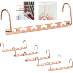 Relaxdays - Cintre magique, lot de 6, horizontal & vertical, pour un gain de place, 26 cm, organisateur en métal, cuivré