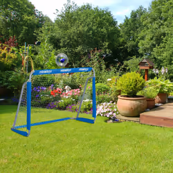Relaxdays But de football, pour jardin, cage pour enfants & adultes, métal, avec filet, HLP: 110x152x74 cm, gris/bleu
