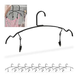 Cintre pince, lot de 10, dessous & lingerie, avec 2 clips, multifonctionnel, métal, 33 cm de large, noir - Relaxdays
