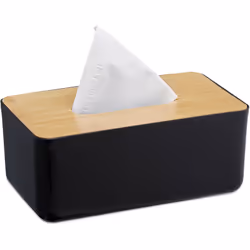 Grâce à la pratique boîte d'essuie-tout en plastique noir facile d'entretien, les mouchoirs sont toujours à portée de main et ...