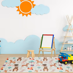 Relaxdays - Tapis de jeux bébé, animaux de la forêt, sans substances nocives, lavable, hlp 1x195x150 cm, mousse, coloré