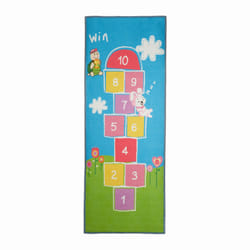 Relaxdays - Tapis de marelle, 180 x 70 cm, 10 cases, à poils courts, dessous caoutchouté, jeu éducatif, multicolore