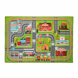 Relaxdays Tapis de jeux voiture, motif ville, antidérapant, pour votre enfant, polyester, L x P 150 x 100 cm, coloré