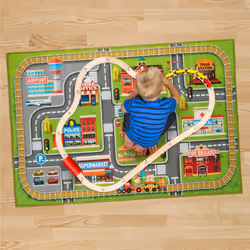 Relaxdays Tapis de jeux voiture, motif ville, antidérapant, pour votre enfant, polyester, L x P 150 x 100 cm, coloré
