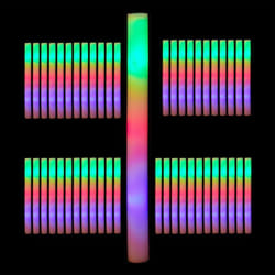 Relaxdays Bâton lumineux LED en lot de 48 bâtonnets clignotants en mousse 3 modes avec piles fêtes festivals blanc