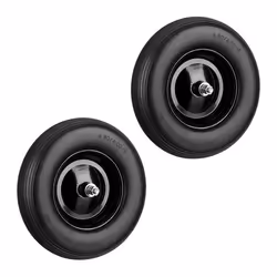 Roue de brouette caoutchouc lot de 2 roue de rechange avec axe 4.80 4.00-8 caoutchouc PU essieu 100 kg noir