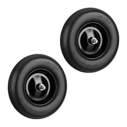 Roue de brouette caoutchouc lot de 2 roue de rechange avec axe 4.80 4.00-8 caoutchouc PU essieu 100 kg noir