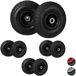 Relaxdays - Roue de diable, lot de 8, roues de brouette, roue de rechange axe, 3.00-4 , caoutchouc 260x85 mm 80 kg, noir