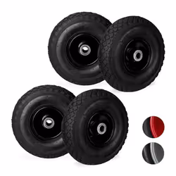 Roue de diable roue brouette lot de 4 roue de rechange caoutchouc 3.00-4 100 kg 260 x 85 mm noir