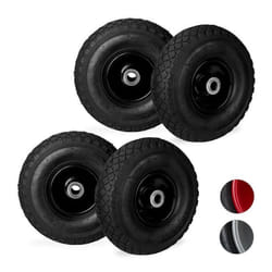 Roue de diable roue brouette lot de 4 roue de rechange caoutchouc 3.00-4 100 kg 260 x 85 mm noir