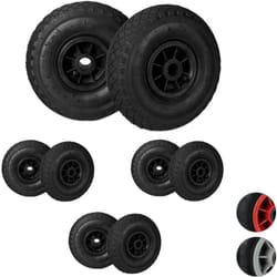 Relaxdays - Roue de brouette, lot de 8, caoutchouc 80 kg, roue de rechange, 260 x 85 cm essieu 3.00-4 chariot diable, noir