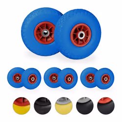 Roue de diable 8x roue de brouette caoutchouc 3.00-4 260 x 85 mm pour axe de 20 mm bleu-rouge