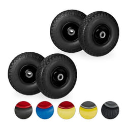 Roue de diable lot de 4 roue de brouette caoutchouc pour axe de 20 mm 3.00-4 260 x 85 mm noir