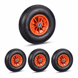 Roue de brouette lot de 4 caoutchouc roue de rechange axe caoutchouc essieu 4.00-6 3 adaptateurs noir-rouge
