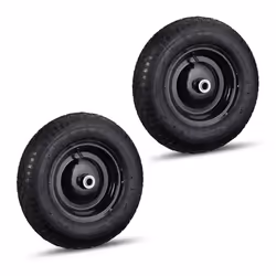 Roue de brouette caoutchouc lot de 2 120 kg roue de rechange avec axe caoutchouc essieu 4.80 4.00-8 noir