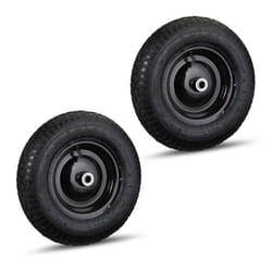 Roue de brouette caoutchouc lot de 2 120 kg roue de rechange avec axe caoutchouc essieu 4.80 4.00-8 noir