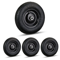 Roue de brouette caoutchouc, lot de 4, 120 kg, roue de rechange, caoutchouc essieu 4.80 4.00-8, noir