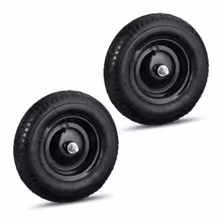 Roue de brouette caoutchouc lot de 2 120 kg roue de rechange avec axe caoutchouc essieu 4.80 4.00-8 noir