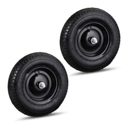 Roue de brouette caoutchouc lot de 2 120 kg roue de rechange avec axe caoutchouc essieu 4.80 4.00-8 noir