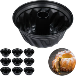 Relaxdays - Moule gâteaux savarin Kouglof, lot de 10, ø 25 cm, acier au carbone, antiadhésif, résistant chaleur professionnel, noir