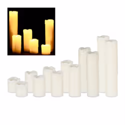 Ce lot de 12 bougies de taille différente LED en vraie cire est idéal pour éclairer votre logement d’une atmosphère agréable. ...