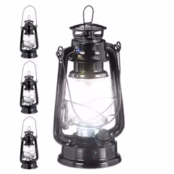 4x lampe-tempête LED lanterne retro comme décoration de fenêtre ou de jardin à piles noir