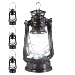 4x lampe-tempête LED lanterne retro comme décoration de fenêtre ou de jardin à piles noir