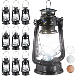 Relaxdays - 10x lampe-tempête led, lanterne retro comme décoration de fenêtre ou de jardin, à piles, noir