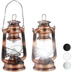 Relaxdays - 2x lampe-tempête led, lanterne retro comme décoration de fenêtre ou de jardin, à piles, cuivre