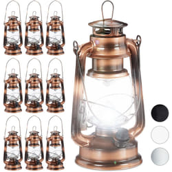 Relaxdays - 10x lampe-tempête led, lanterne retro comme décoration de fenêtre ou de jardin, à piles, cuivre