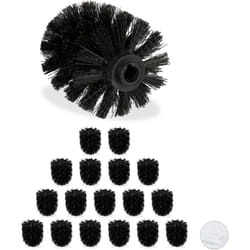 Tête de rechange brosse WC, lot de 18, filetage intérieur 12 mm, diamètre 8 cm, tête brosse toilettes, noir