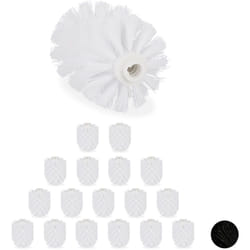 Relaxdays - Tête de rechange brosse wc, lot de 18, filetage intérieur 12 mm, diamètre 8 cm, tête brosse toilettes, blanc