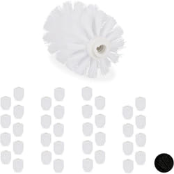 Relaxdays - Tête de rechange brosse wc, lot de 36, filetage intérieur 12 mm, diamètre 8 cm, tête brosse toilettes, blanc